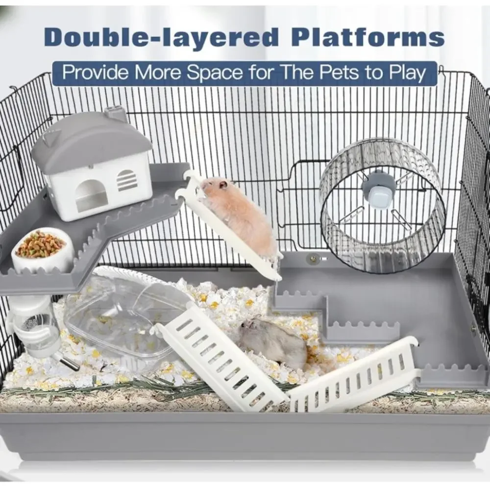3-Tier Hamster Cage Starter Kit 22” w/Wheel House Bottle Tub Open Box